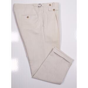Suitsupply Brentwood Beige Linen Cotton Pleated Dress Trousers Pants 34x27